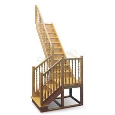 Деревянная межэтажная лестница ЛЕС-04 правозаходная (поворот 90 градусов)