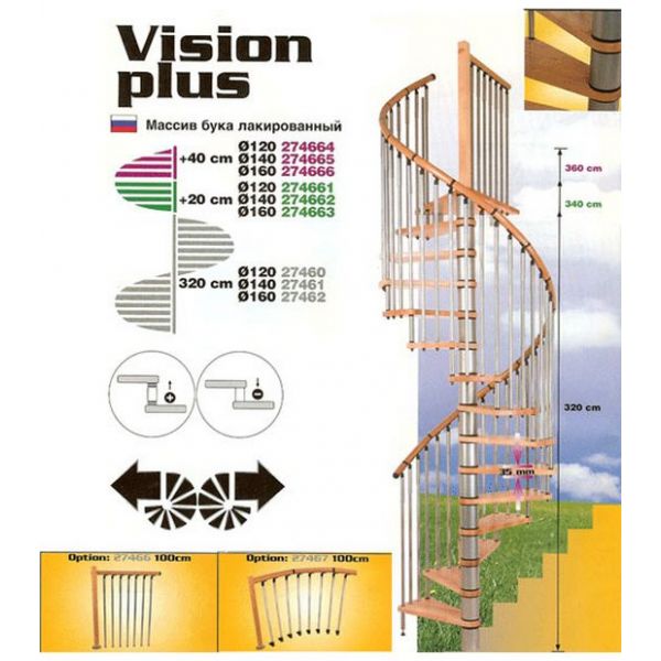  Винтовая лестница с центральной стойкой Vision plus 160