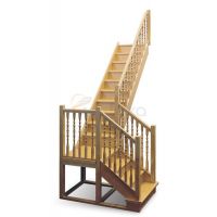 Деревянная межэтажная лестница ЛЕС-04 левозаходная (поворот 90 градусов)
