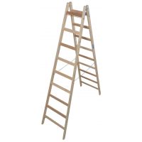 Двусторонняя стремянка Krause 2x9 с перекладинами (деревянная) 170293
