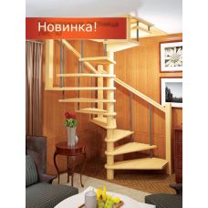 Деревянная межэтажная лестница ЛЕС-10 правозаходная 360 градусов
