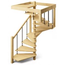 Деревянная межэтажная лестница ЛЕС-10 левозаходная 360 градусов